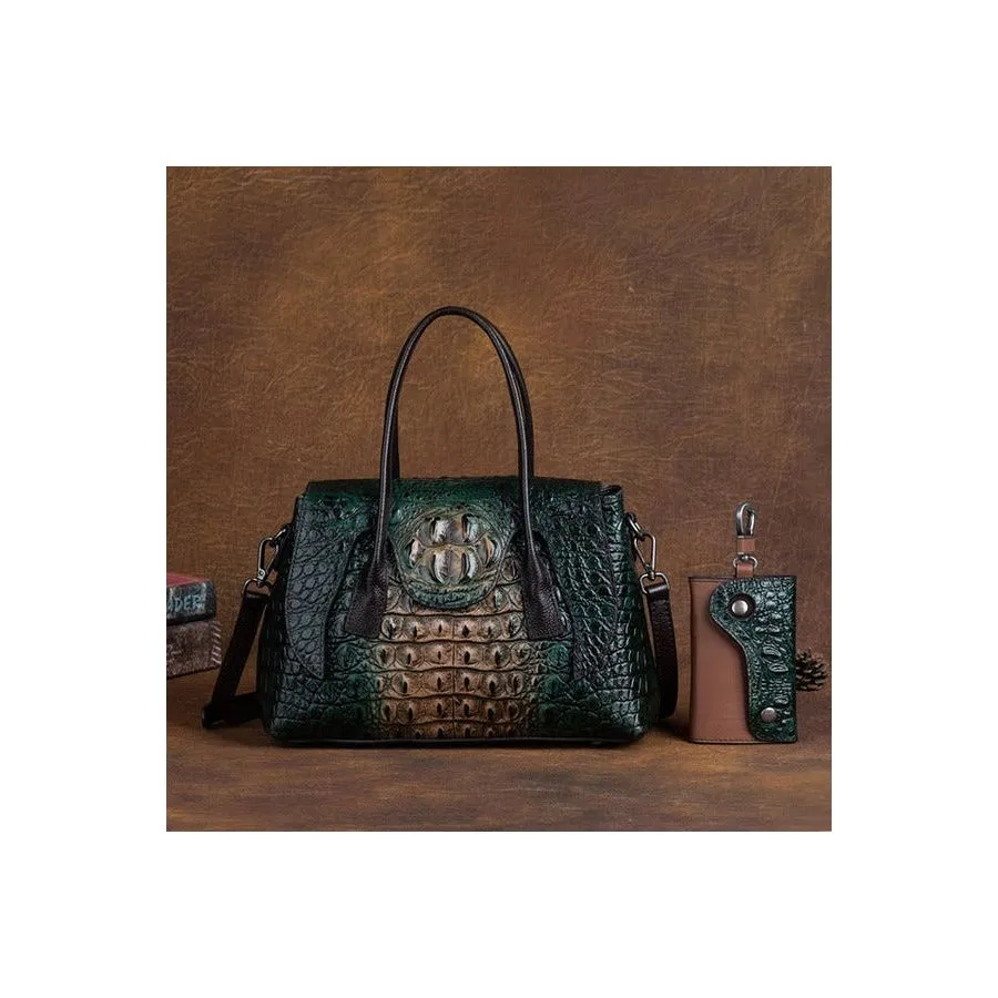 Chic CrocLeather Retro Croc Pattern Shoulder Bag