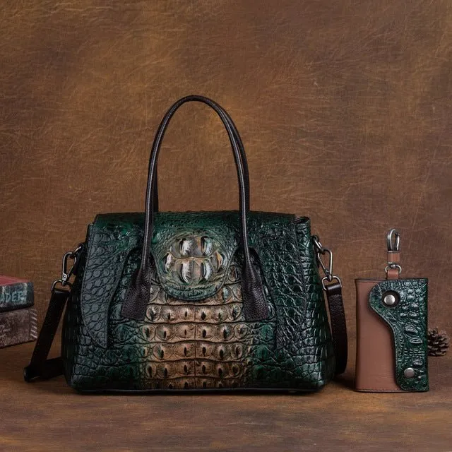 Chic CrocLeather Retro Croc Pattern Shoulder Bag