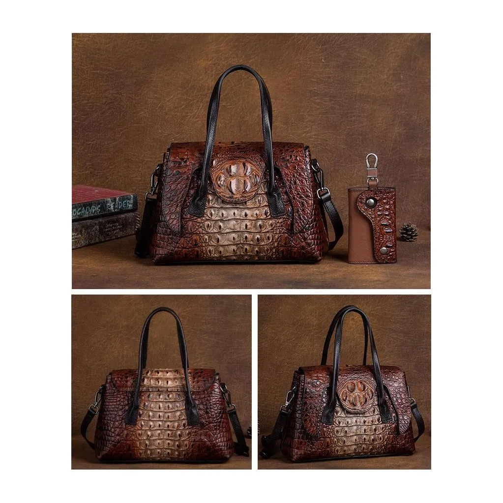 Chic CrocLeather Retro Croc Pattern Shoulder Bag