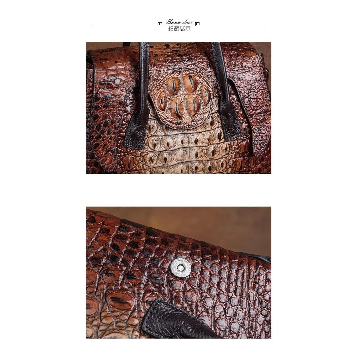 Chic CrocLeather Retro Croc Pattern Shoulder Bag