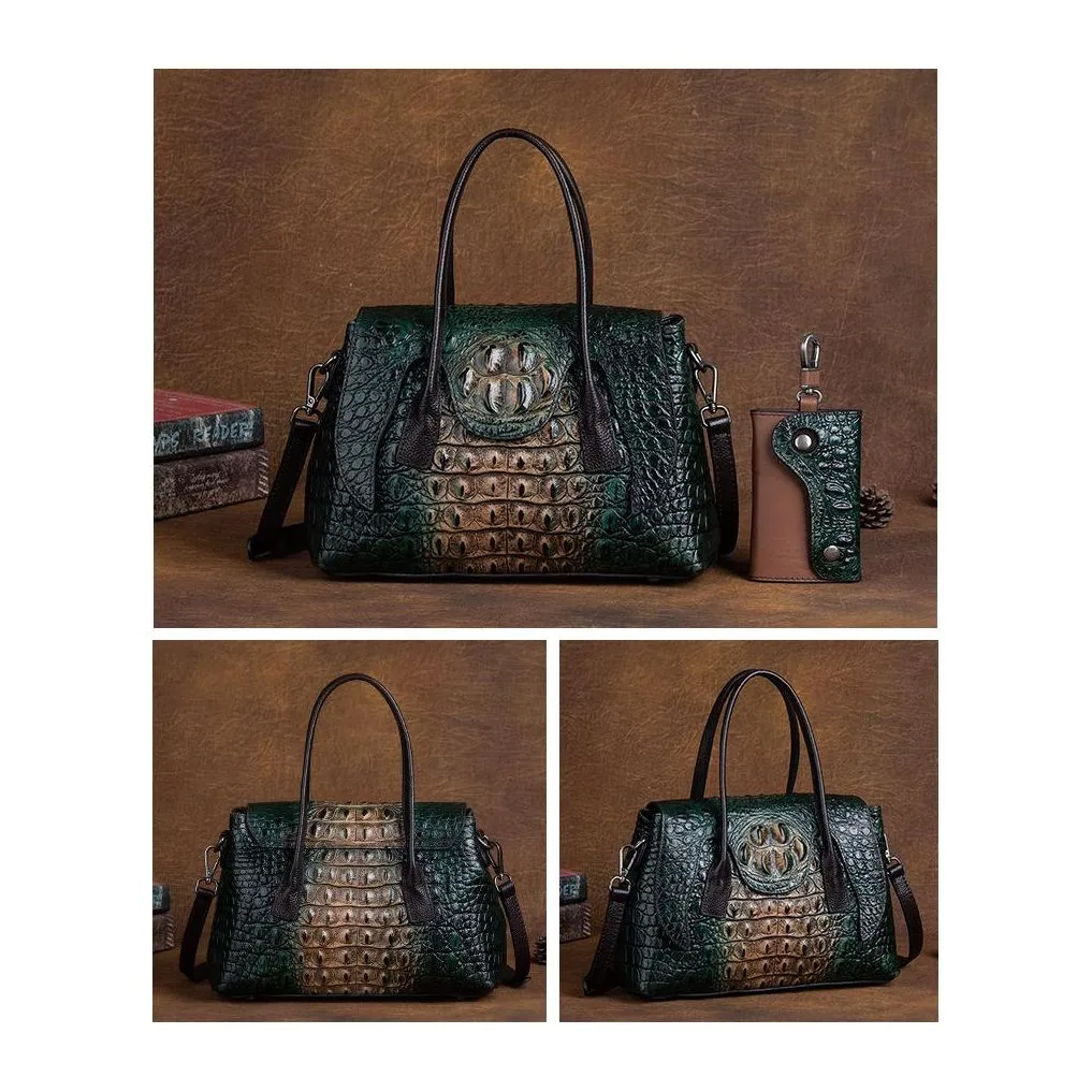 Chic CrocLeather Retro Croc Pattern Shoulder Bag