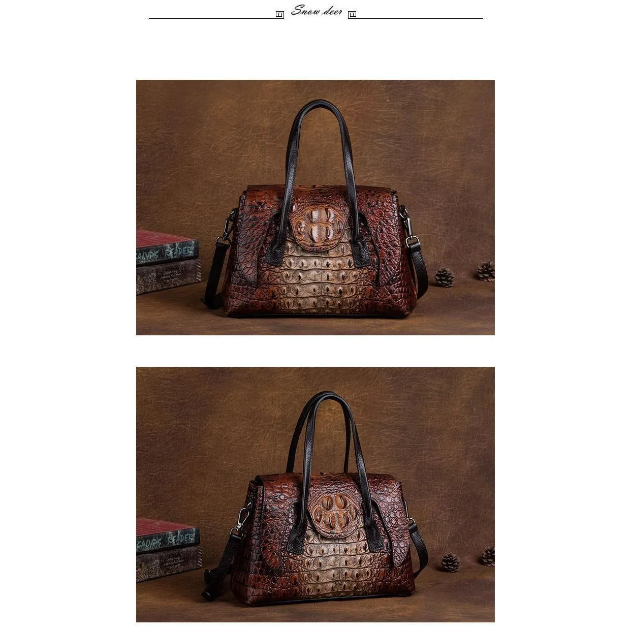 Chic CrocLeather Retro Croc Pattern Shoulder Bag