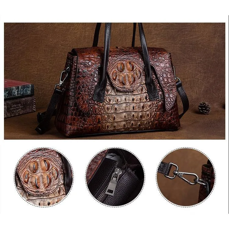 Chic CrocLeather Retro Croc Pattern Shoulder Bag