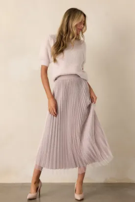 Chic Radiance Mauve Pleated Midi Skirt