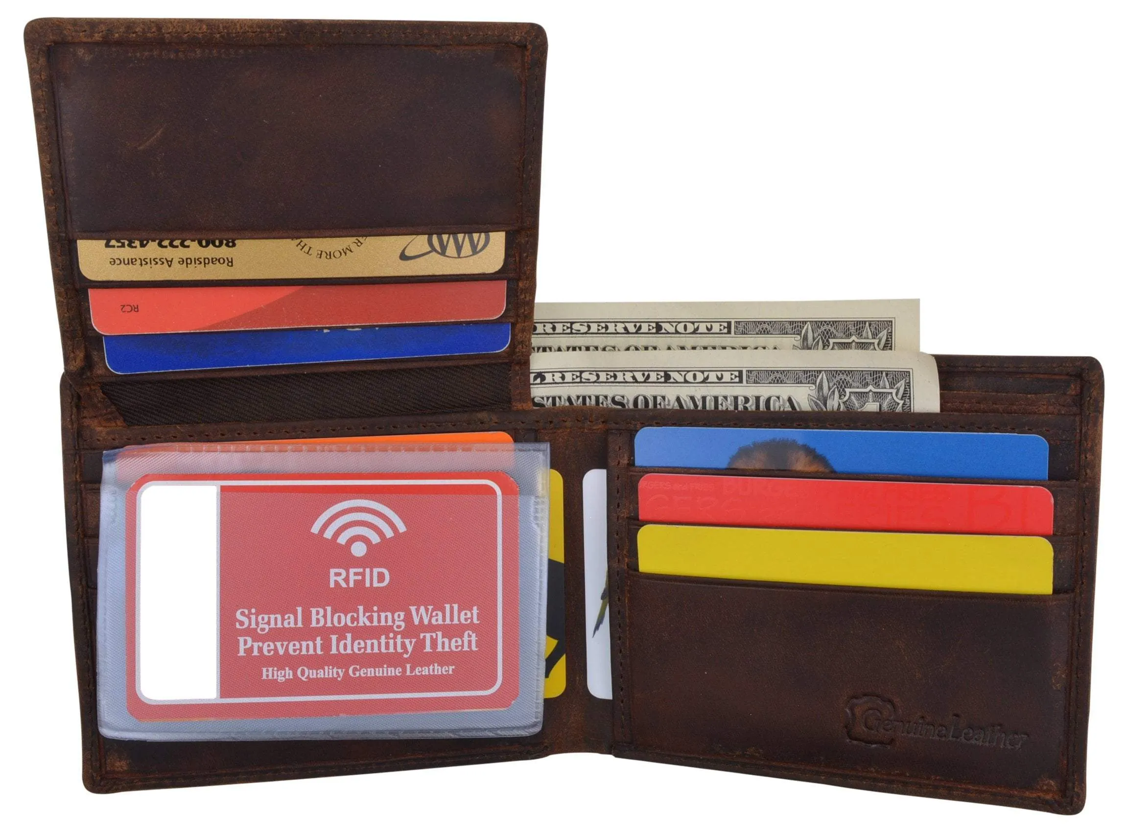 Chicago City Logo RFID Mens Leather Credit Card ID Bifold Wallet