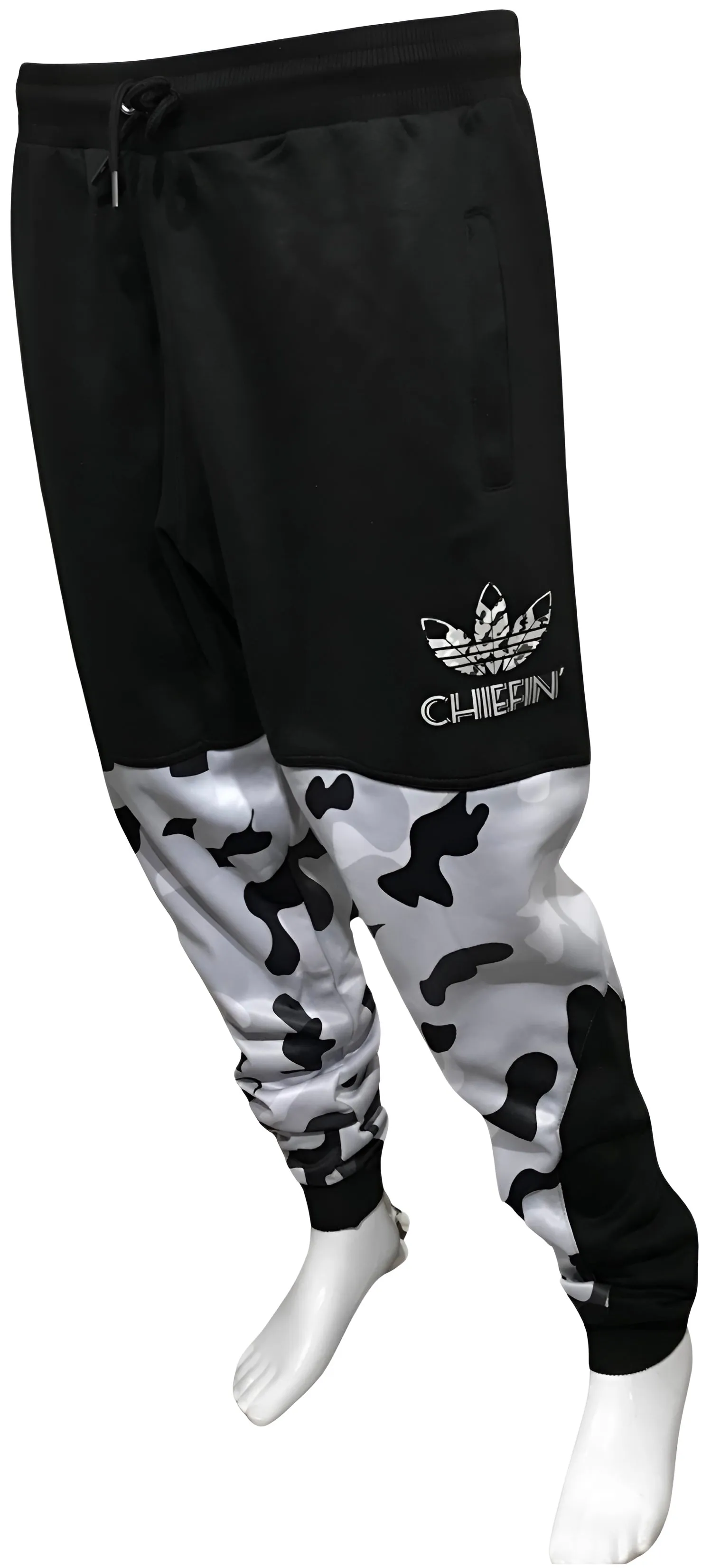 ^CHIEFIN’ ADI-FEATHER^ (WHITE CAMOUFLAGE) LUXURY JOGGER SWEAT PANTS (CUT & SEW)