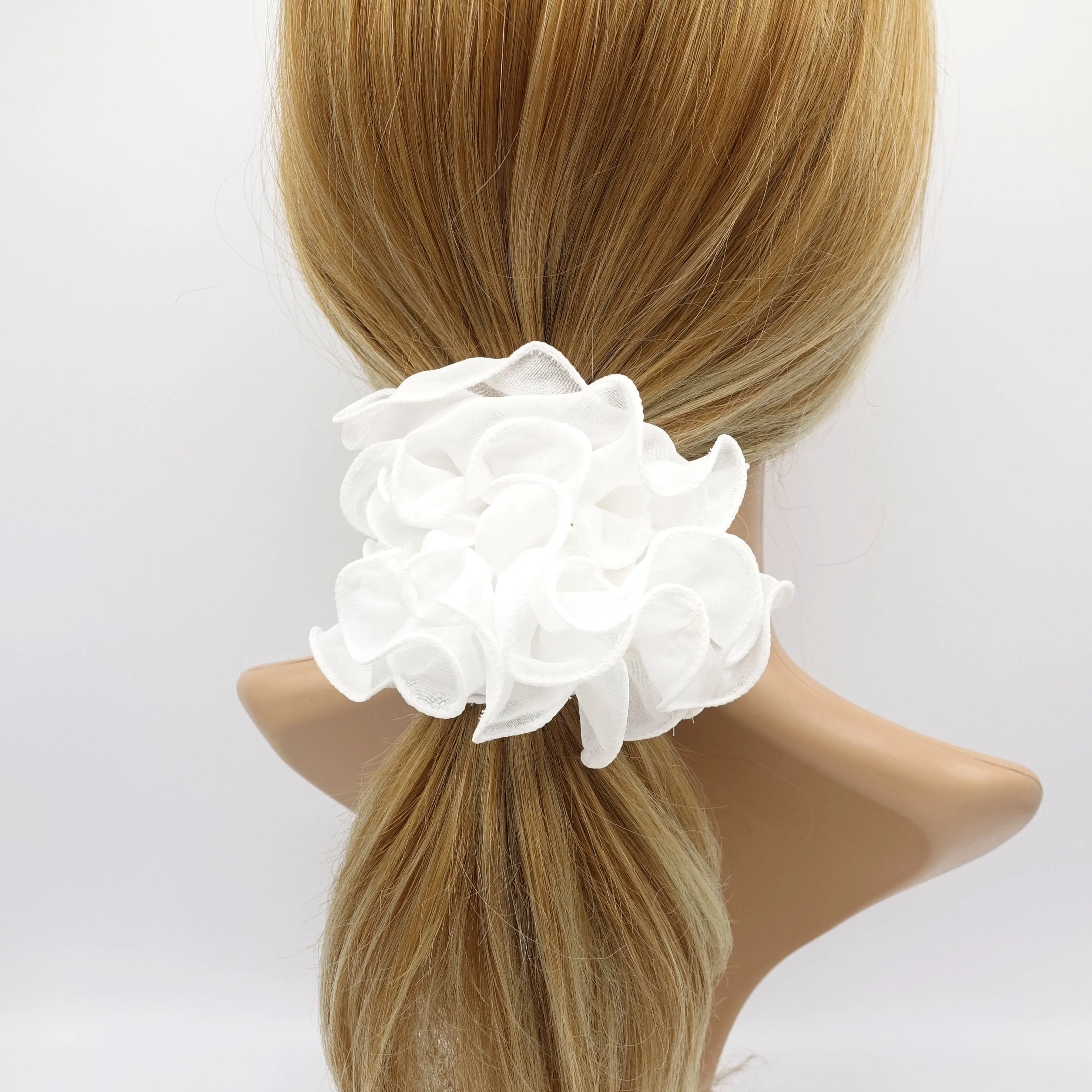 chiffon scrunchies, ruffle scrunchies, hair ties for women