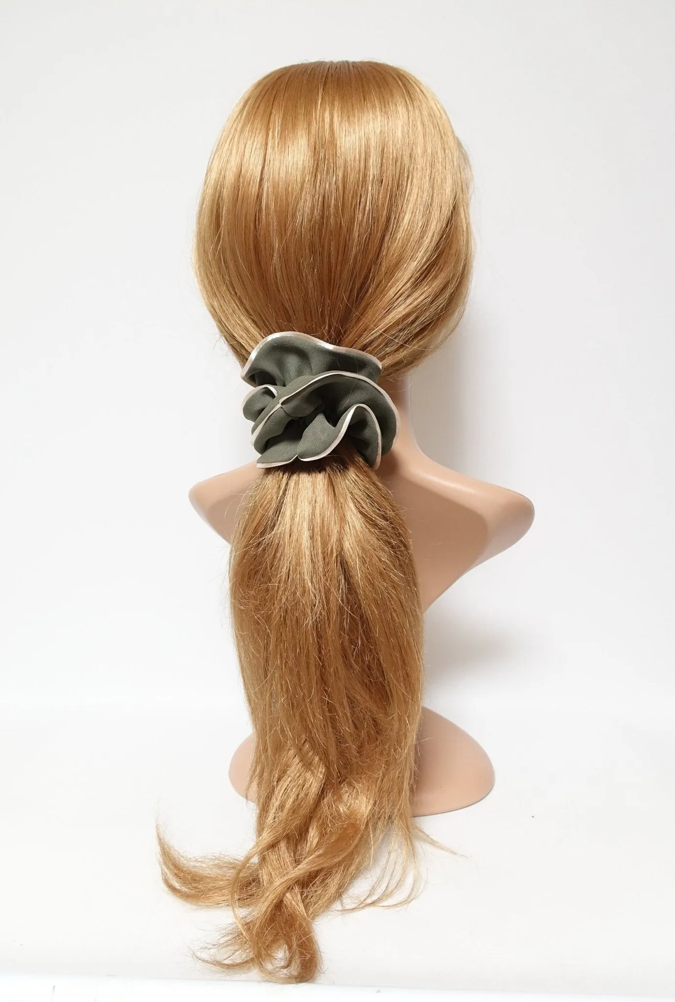 chiffon scrunchy glossy 2 edge trim scrunchies women hair accessories