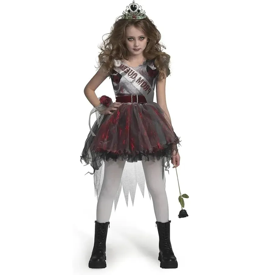 Child Girl Dark Prom Queen Costume, Goth Prom Queen Costume