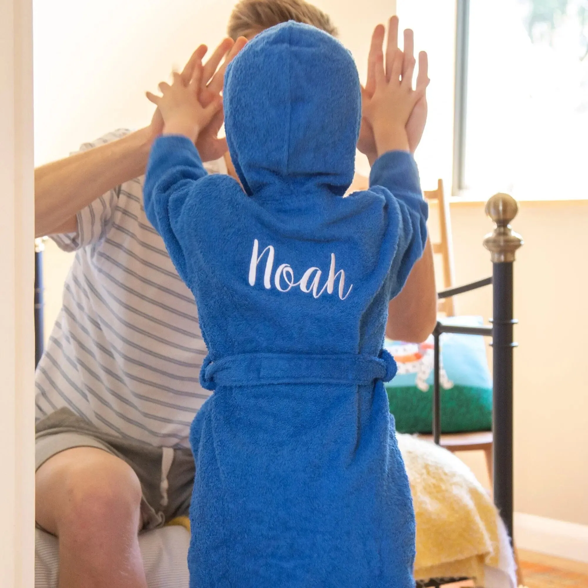 Children's Back of Robe Terry Cotton Hooded Bathrobe Ages 2 to 12