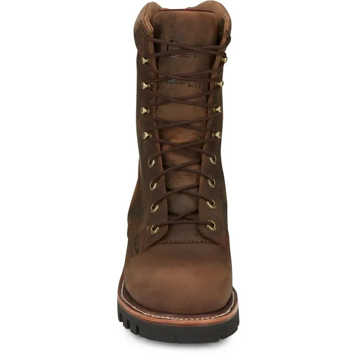 Chippewa Men's 9" Steel Toe WP Ins Logger Work Boot - Brown - 59405