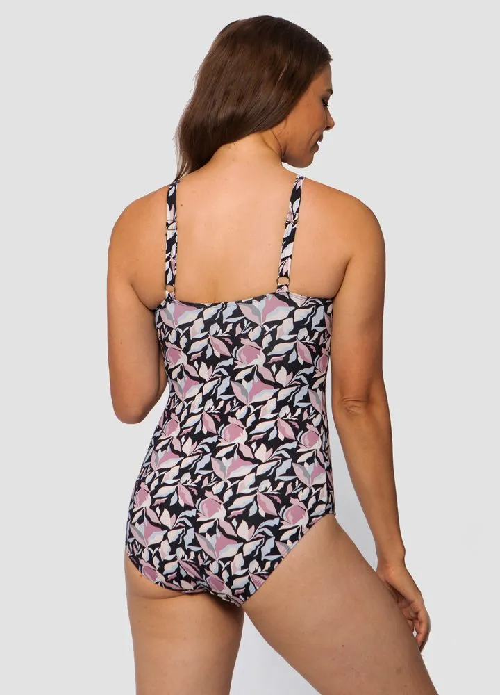 Chlorine Resistant One Piece Swimsuit Night Flower