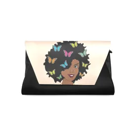 Chocolate Butterfly Diva Leather Clutch Bag