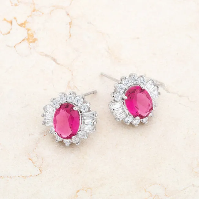 Chrisalee Vintage Ruby Halo Earrings