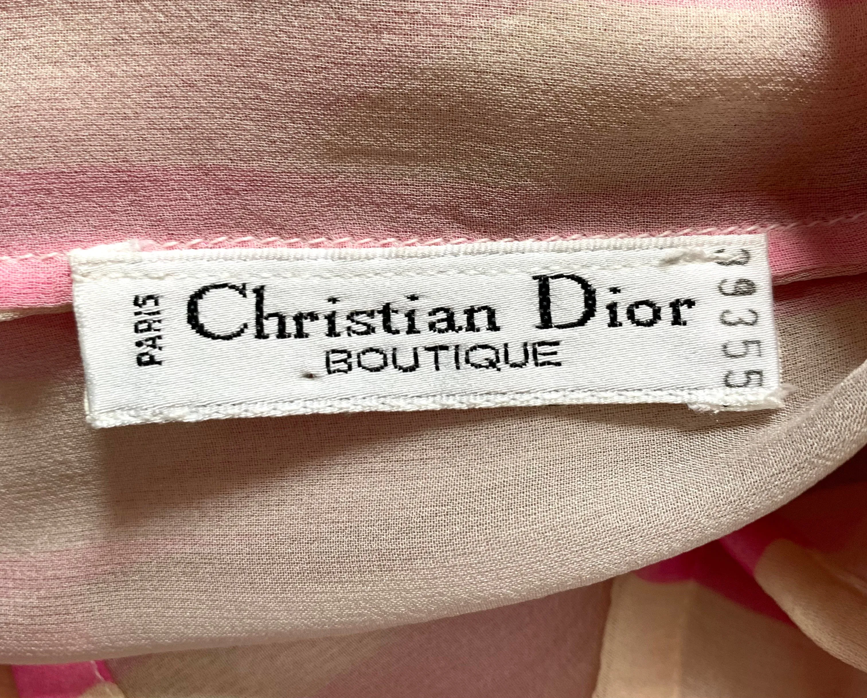 Christian Dior 2000s Pink & White Stripe Silk Chiffon Blouse