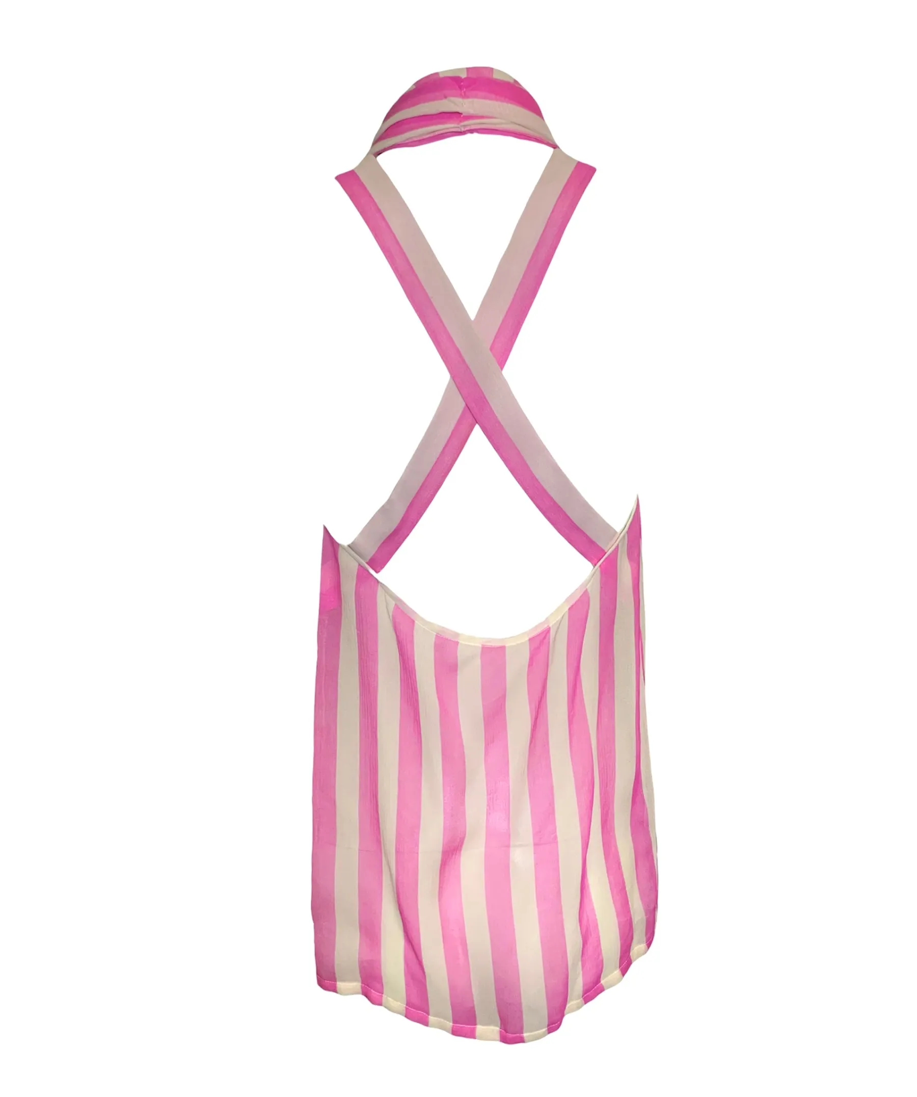 Christian Dior 2000s Pink & White Stripe Silk Chiffon Blouse