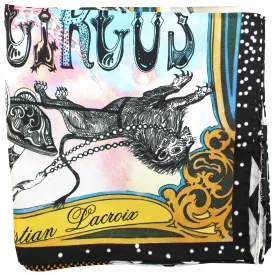 Christian Lacroix Scarf Black Gold Blue Circus Design - Silk Square Foulard SALE