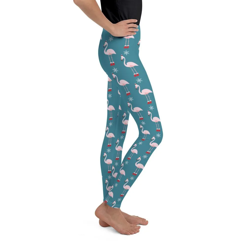 Christmas Flamingo Patterned Youth Leggings