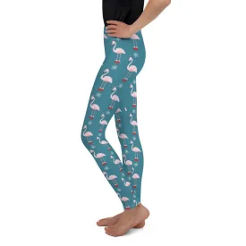 Christmas Flamingo Patterned Youth Leggings