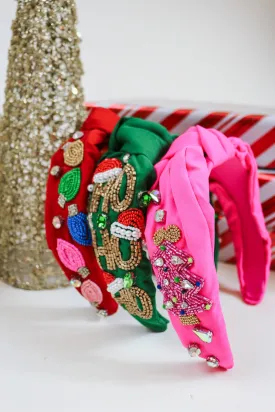 Christmas Holiday Beaded Headbands -3 Colors