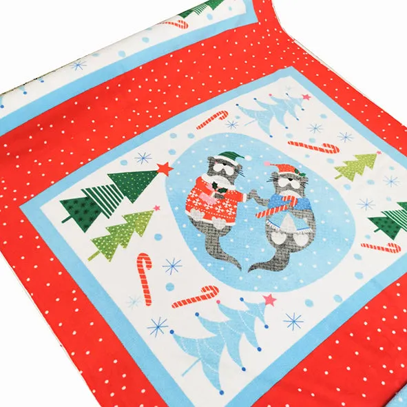 Christmas Otters Printed Polar Fleece Design 47 - 1.28M Panel