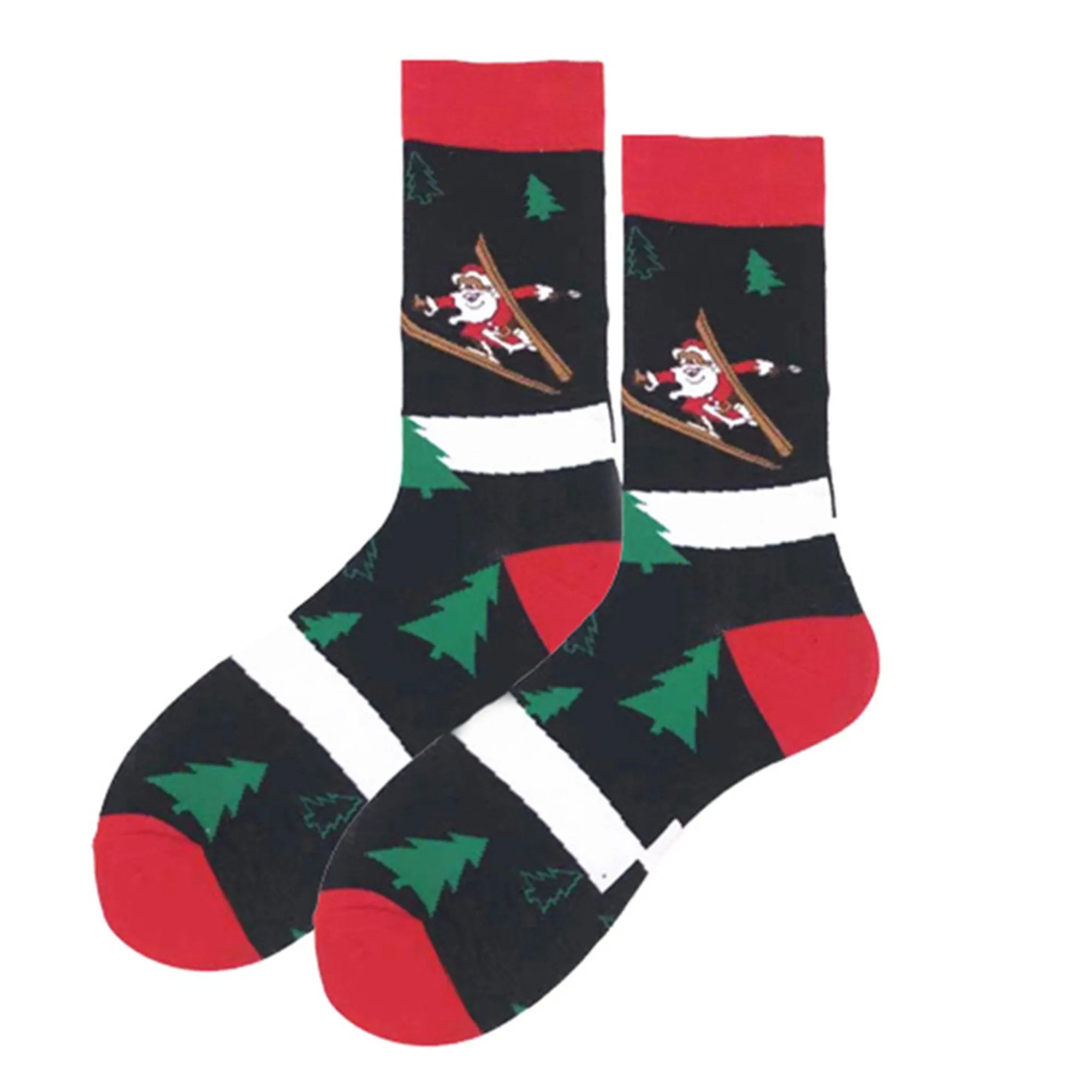 Christmas Socks Santa Skiing