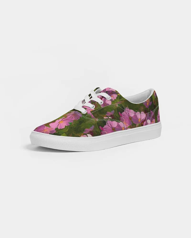 Chroma Pink Flower Women's Lace Up Canvas Shoe