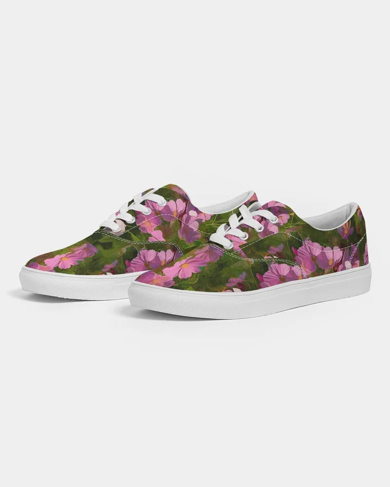 Chroma Pink Flower Women's Lace Up Canvas Shoe