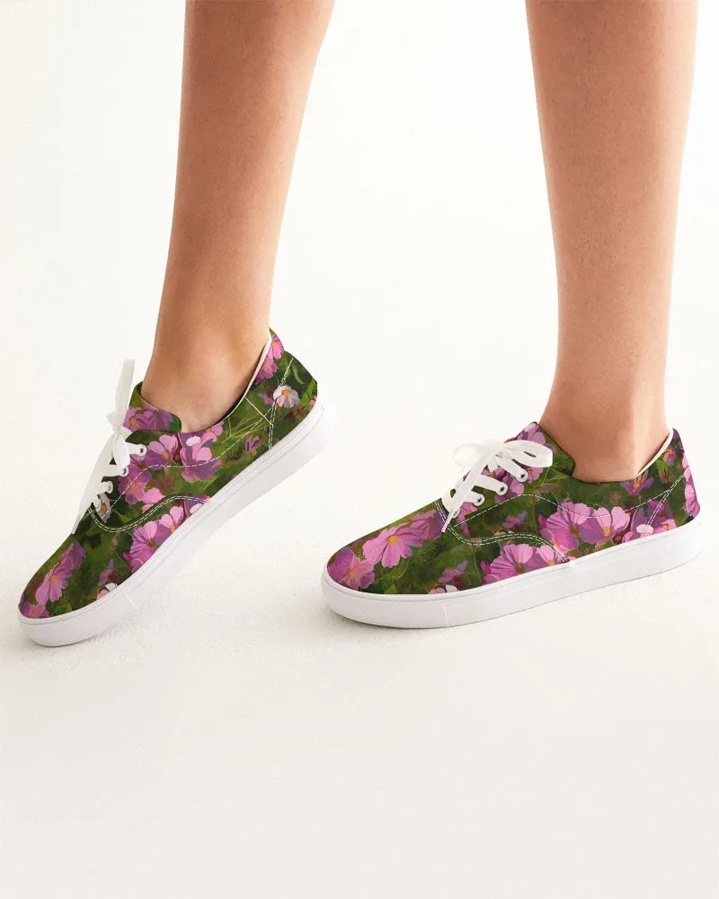 Chroma Pink Flower Women's Lace Up Canvas Shoe