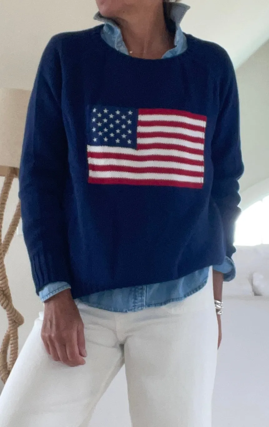 Chunky Campus Flag Sweater in NAVY