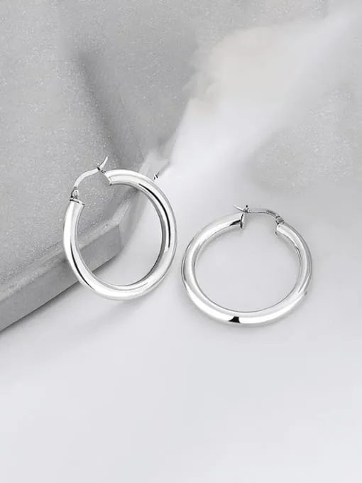 Chunky Silver Hoop Earrings 925 Sterling Silver Big Hoops Fine Jewelry