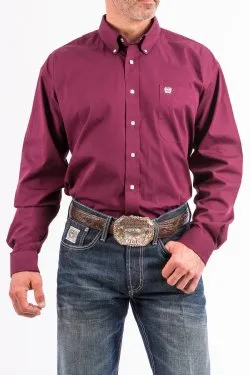 Cinch Men's Classic Fit Solid Burgundy Western Shirt