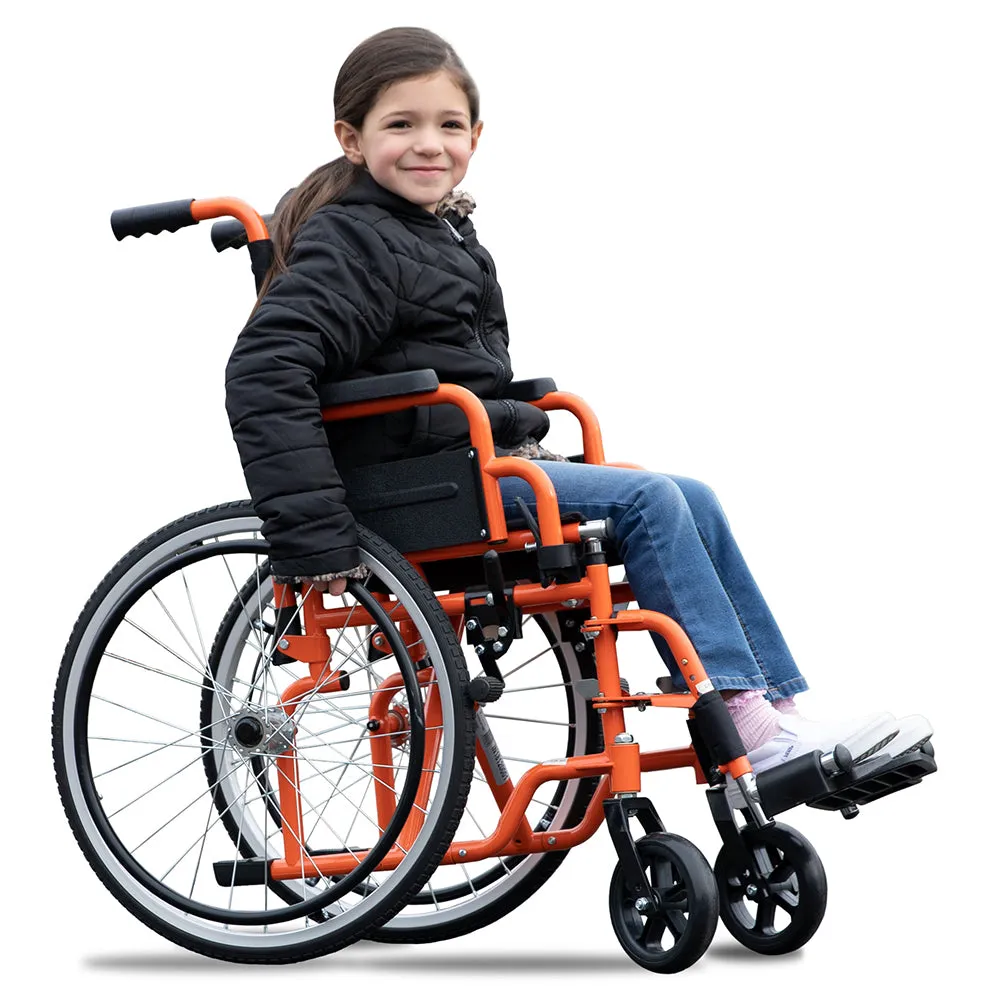 Circle Specialty Ziggo Lightweight Wheelchair for Kids - Orange, 12 inch