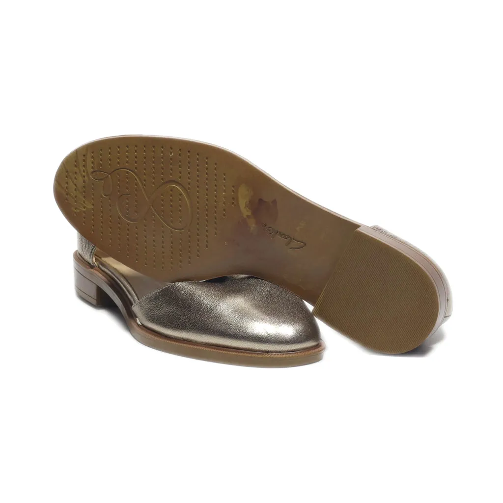 Clarks Flat Sandals Leather Gold Colour For Women