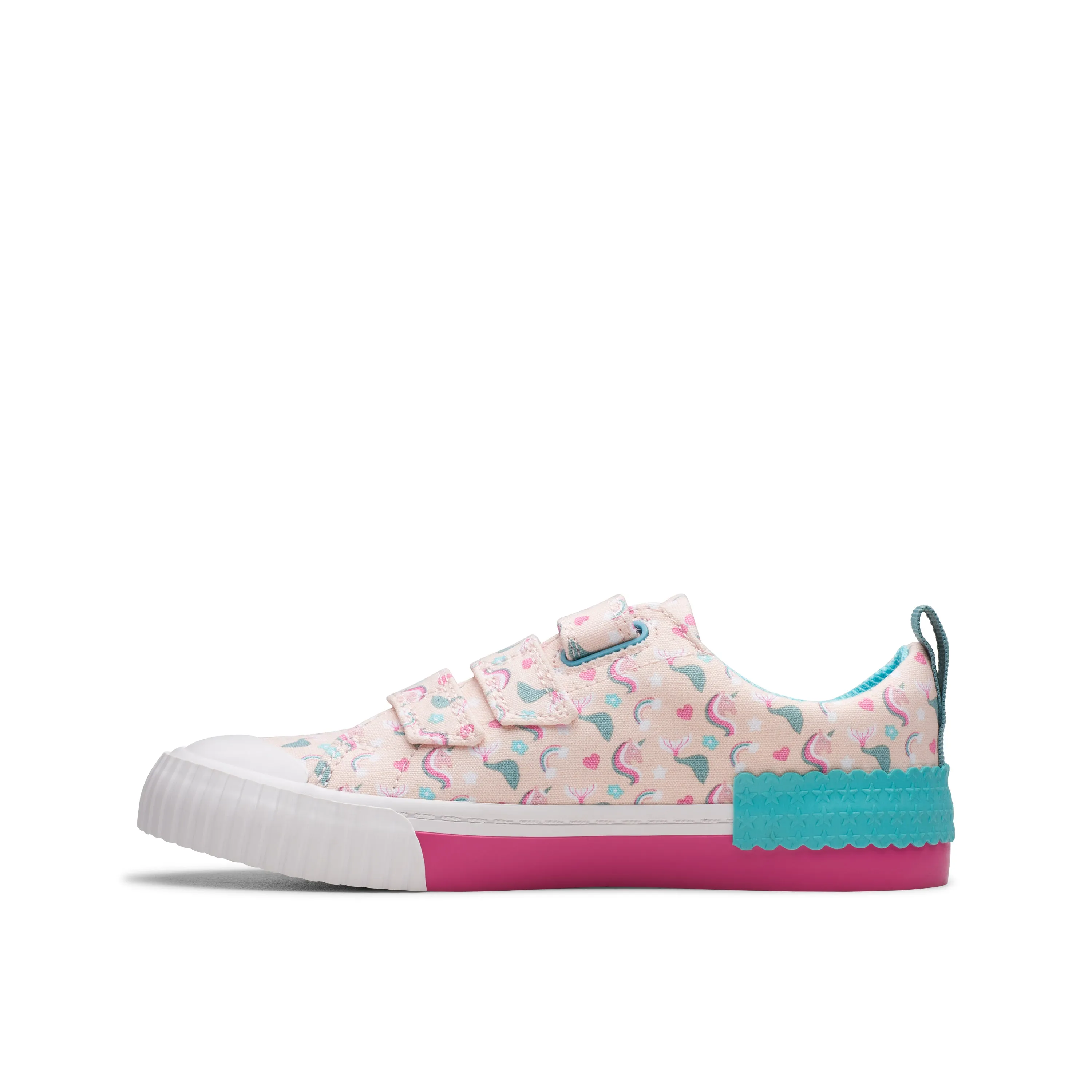 Clarks Foxing Myth K Girls Pink Multi Canvas Shoe