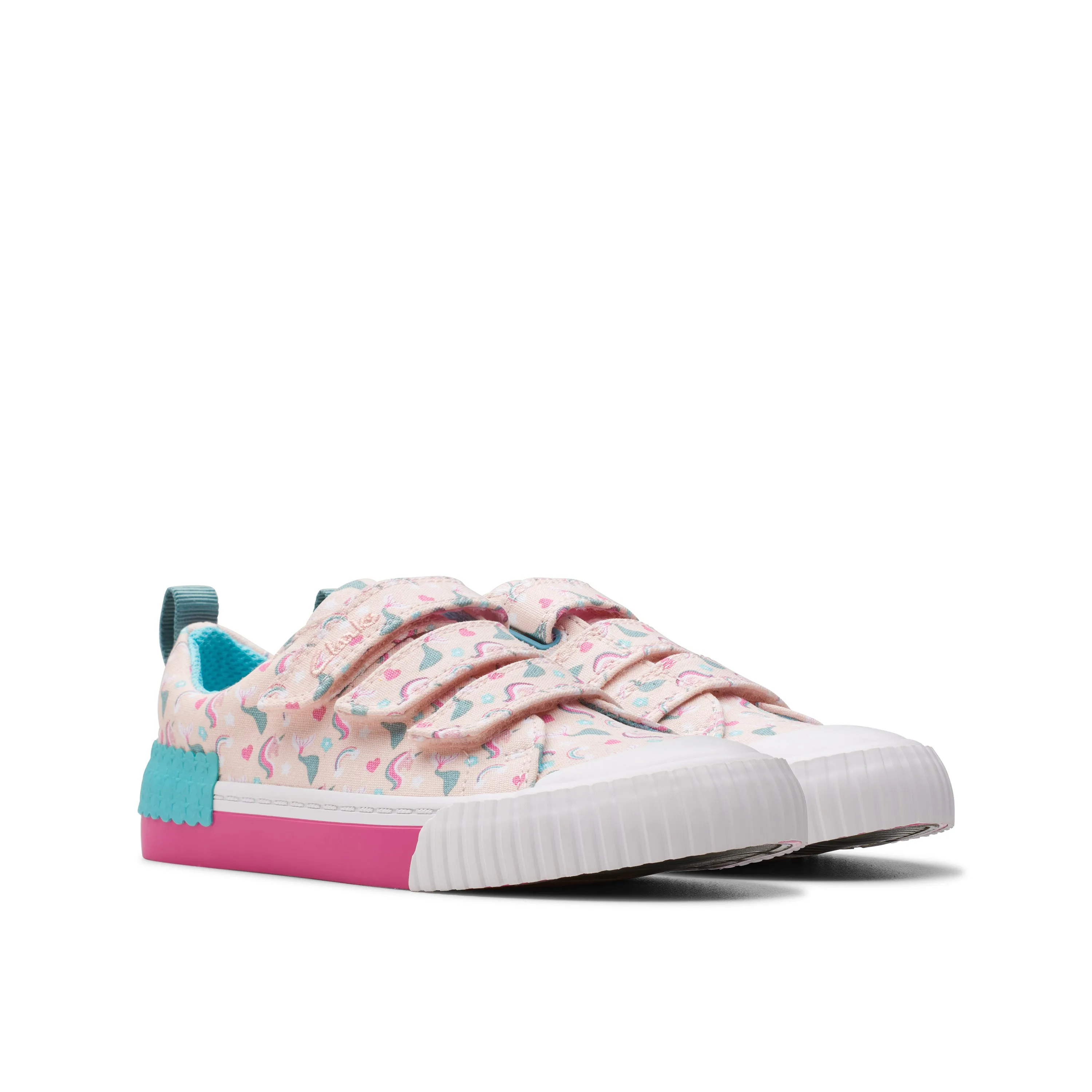 Clarks Foxing Myth K Girls Pink Multi Canvas Shoe