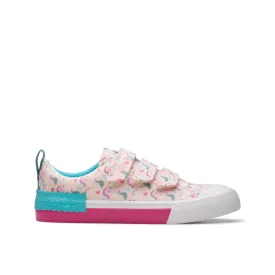 Clarks Foxing Myth K Girls Pink Multi Canvas Shoe