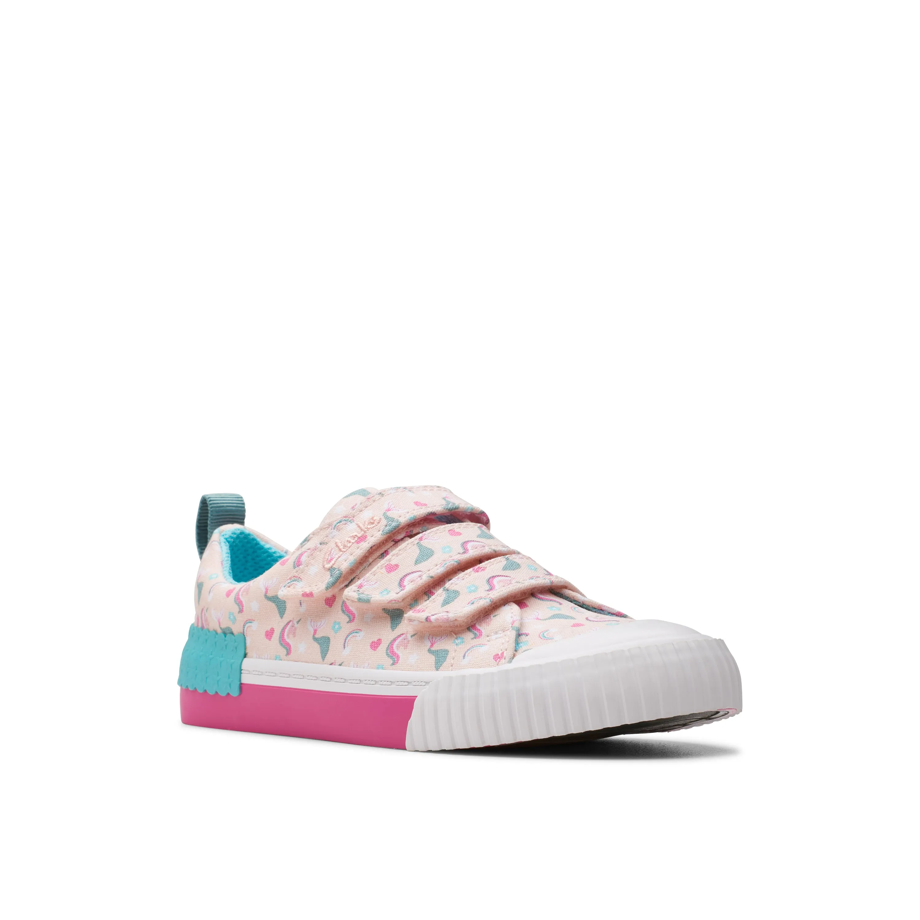 Clarks Foxing Myth K Girls Pink Multi Canvas Shoe