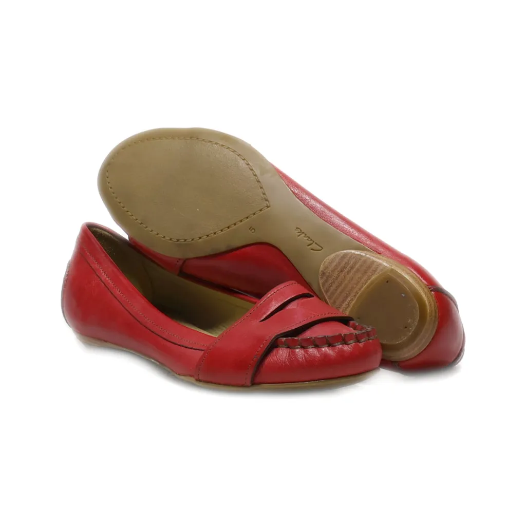 Clarks Loafers Leather Red Colour For Women