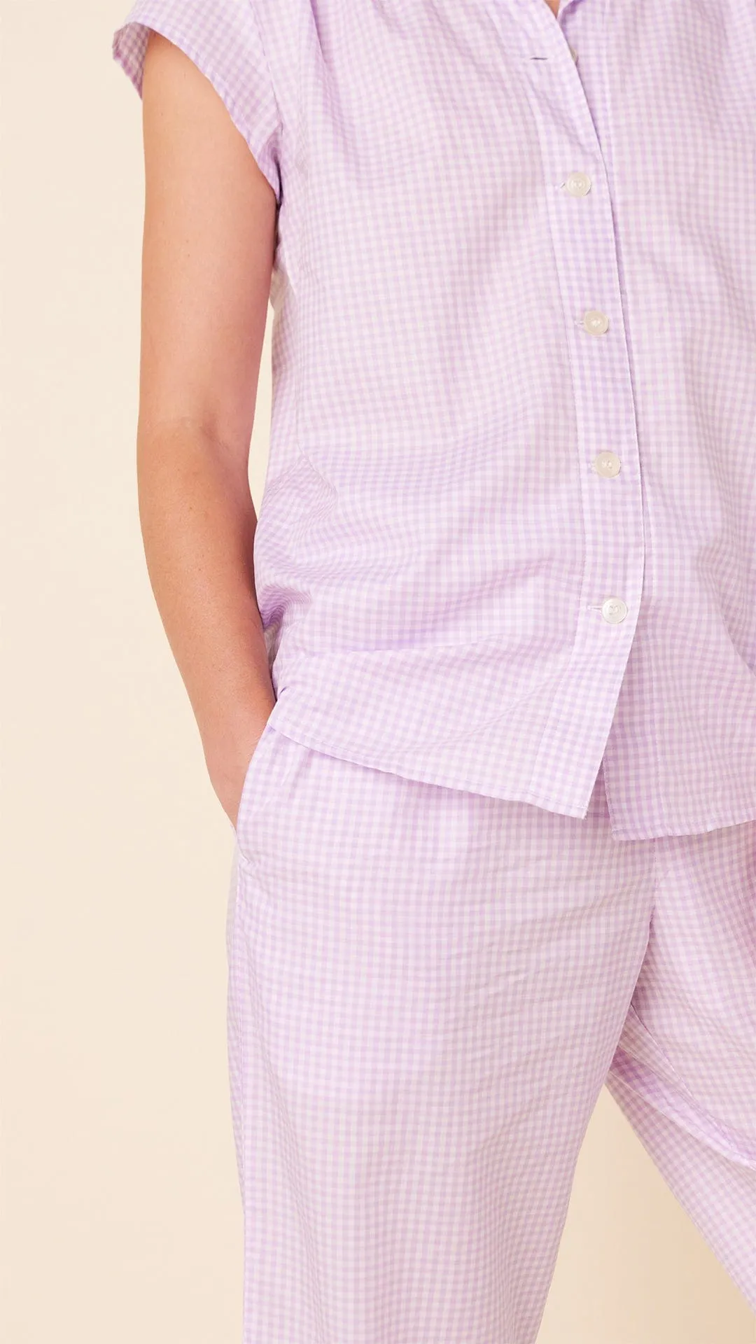 Classic Gingham Luxe Pima Capri - Lavender