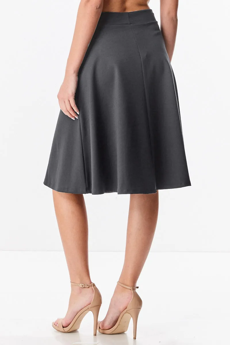 Classic Ponte Flared A-line Knee Length Skirt Original 25" Version