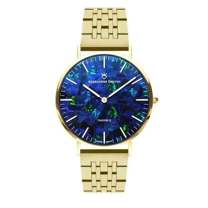 Classic Ridge Blue Swiss Opal Watch 40MM with Gold Jubilee Strap