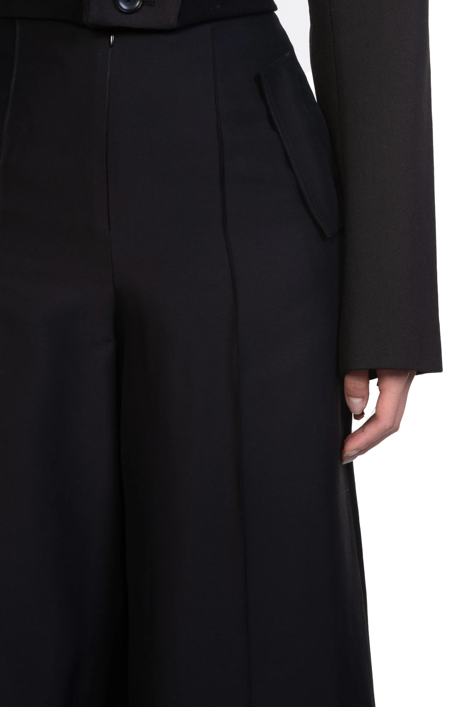 Classic Silk Wool Wide-Leg Trousers