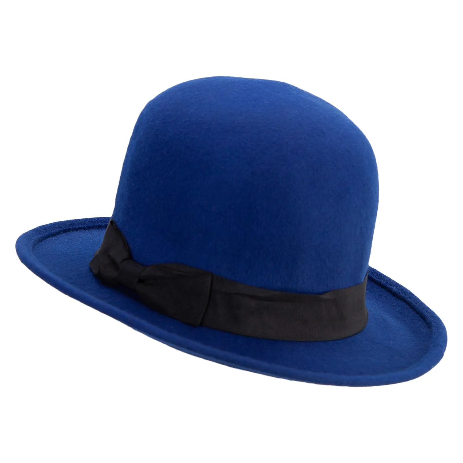 Classic Women's Bowler Wool Felt Hat in Blue