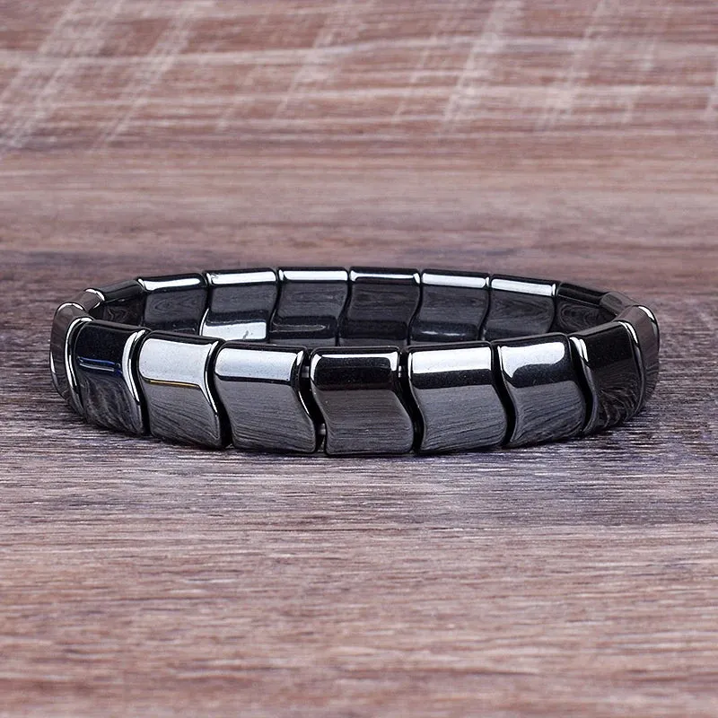 Classical Wave Hematite Energy Bracelets Men Nature High Polish Hematite Magnetic Bracelets for Women New Fashion Energy Jewelry