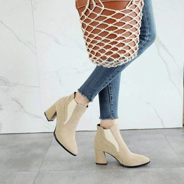 Classy Faux Suede Ankle Boots for Women