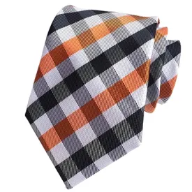 Classy Men Classic Orange Check Silk Tie