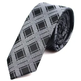 Classy Men Skinny Black & Silver Tie