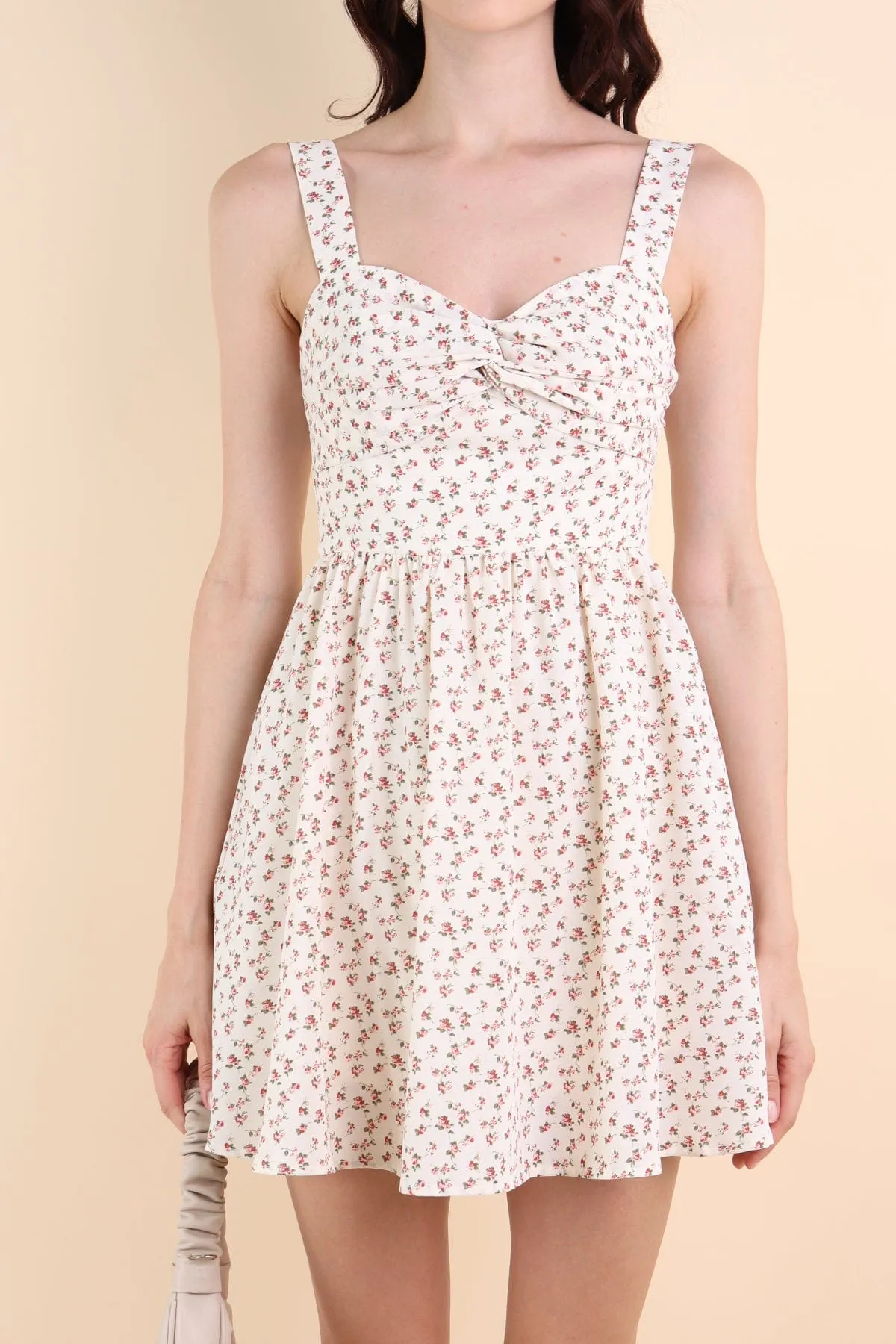 CLOVER FLORAL ROMPER DRESS IN CREAM