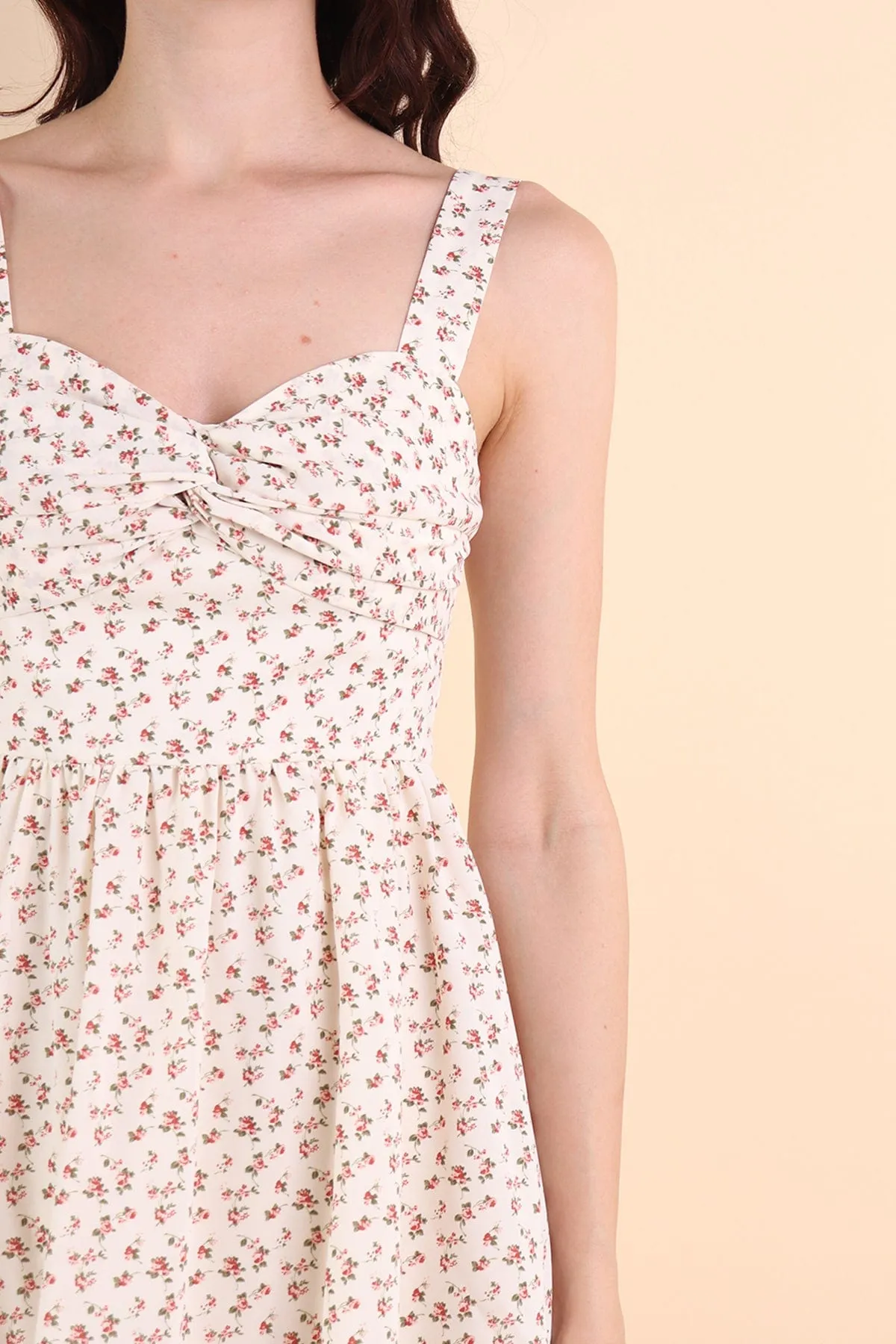 CLOVER FLORAL ROMPER DRESS IN CREAM